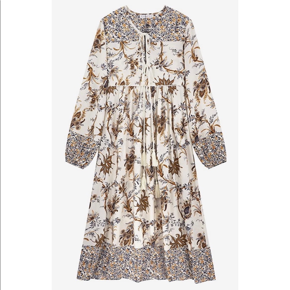 R. Vivimos Boho Floral Cotton Rayon Midi Dress